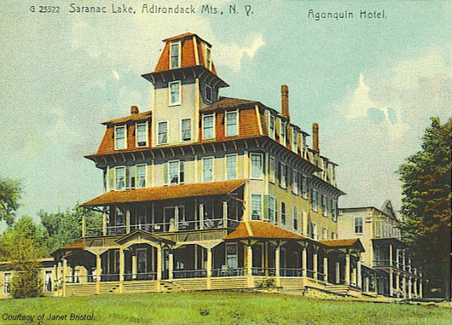 The Hotel Algonquin was a landmark from its opening in 1884 to now, as the home of the Trudeau Institute's scientific laboratories and offices.