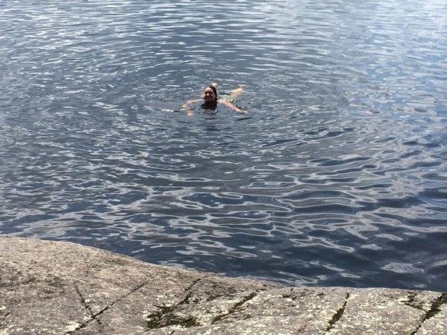 Swimming is also bathing when you're camping.