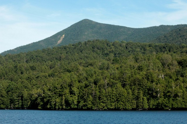 Moose Mountain from the shore of Moose Pond.