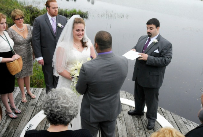 the Paul Smiths VIC has a number of ceremony venues, from the end of a dock to the little wooden amphitheatre on one of the trails (photo Mark Kurtz Photography)