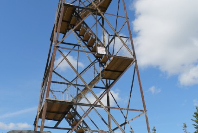 In front of the fire tower, which we did not go up.