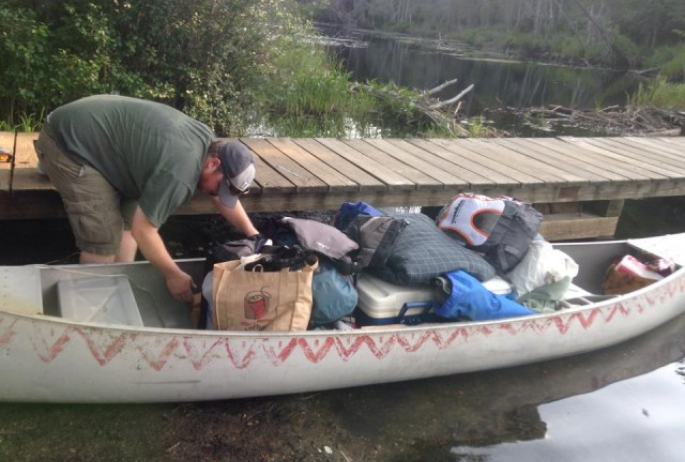 packed canoe