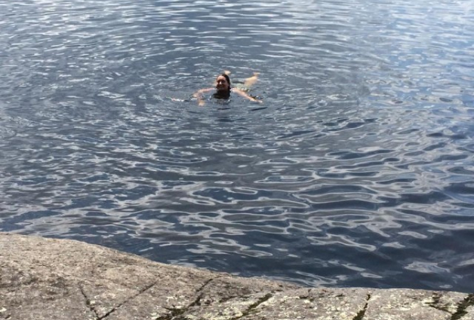 Swimming is also bathing when you're camping.