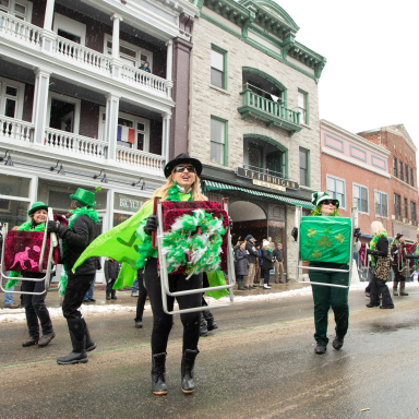 St. Patrick's Day Parade dancers dressed in festive attire