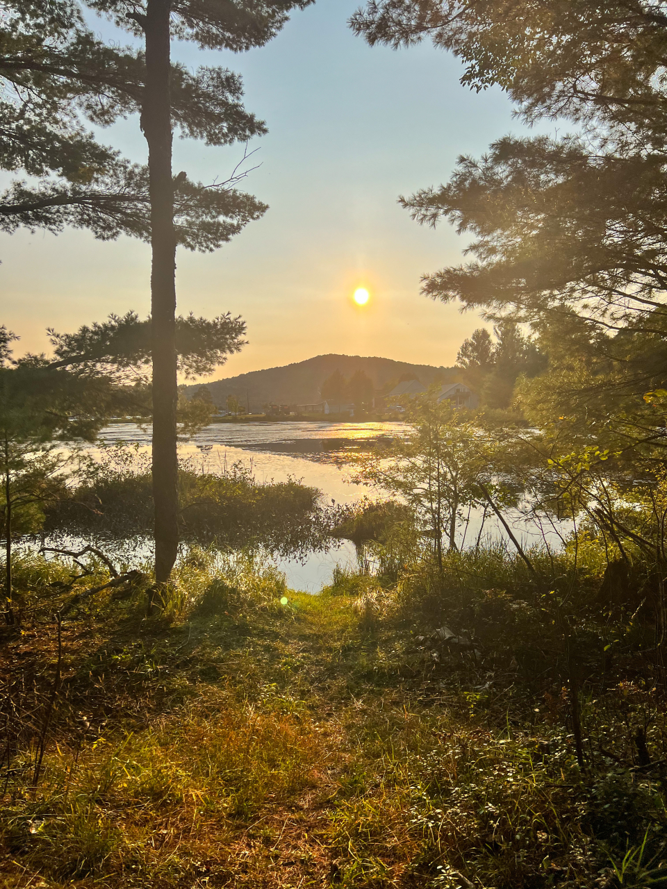 A sunset over marshland.