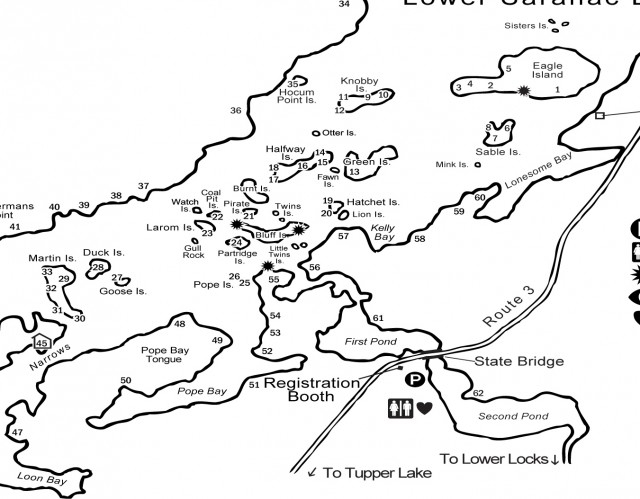 A portion of the large map of Saranac Islands