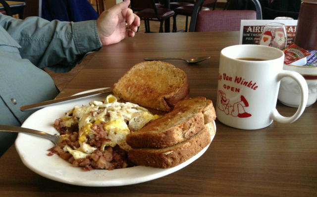 the bread and hash are homemade, and the coffee is great!