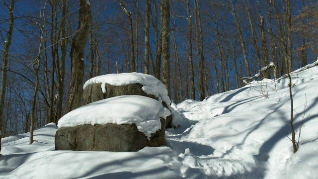 the right-hand trail approach is steeper, but offers more abundant and varied views