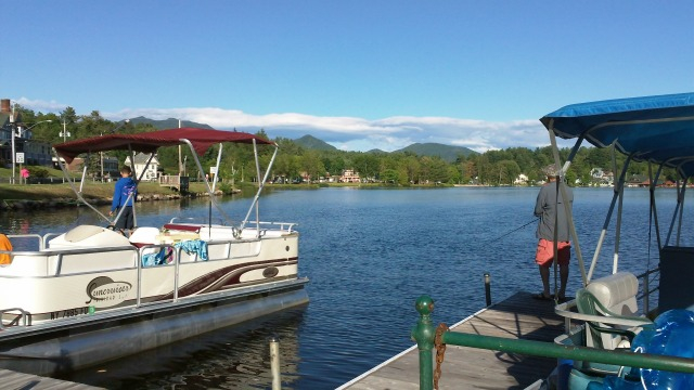 Take the boat to get to the fish... or just walk to the end of the dock and let them come to you.