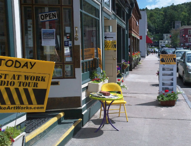 Look for the bright yellow Art Tour signs