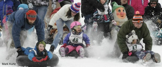 we multiply the fun during Winter Carnival by holding inner tube races