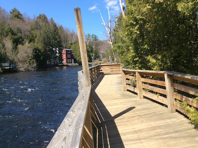 This wood walkway above the water is almost like being on the deck of a ship.