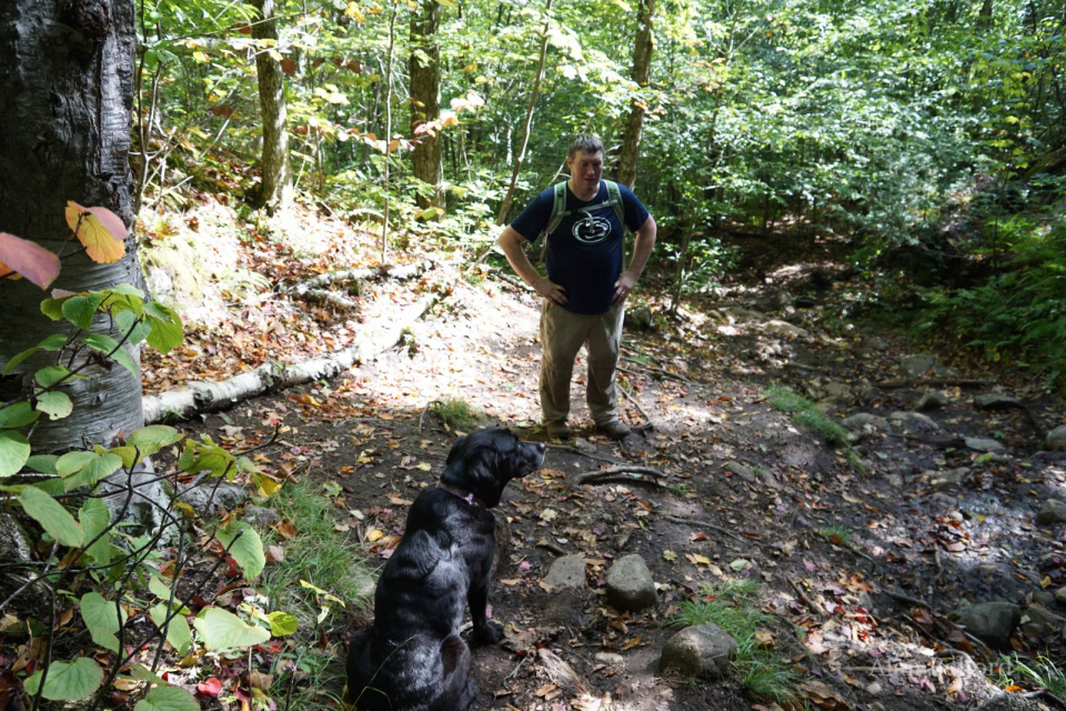 Wren and one of my friends pause to rest during our ascent.