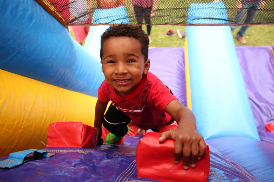 Climbing to the top of the inflatable slide was almost as fun as going down the slide itself.