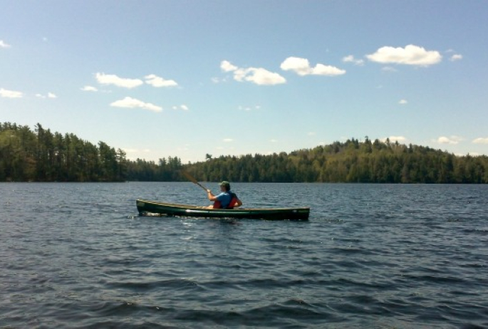 with the first launch we spot many loons on Little Clear Pond