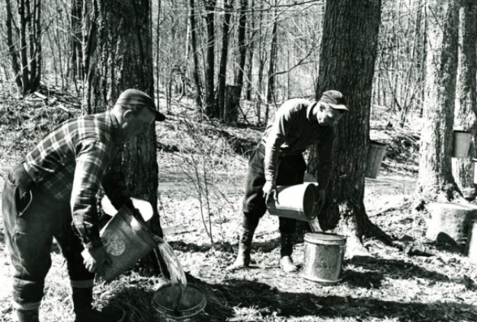 Actually, maple sugaring hasn't changed that much (courtesy Adirondack Museum)