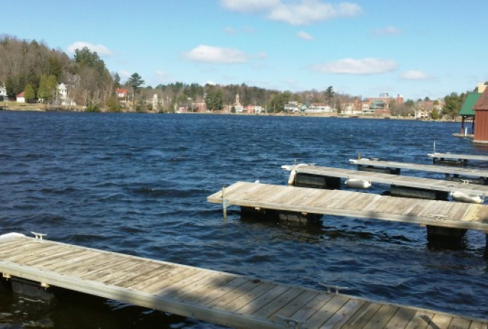 The trees are barely budding but the lake becomes incredibly blue!