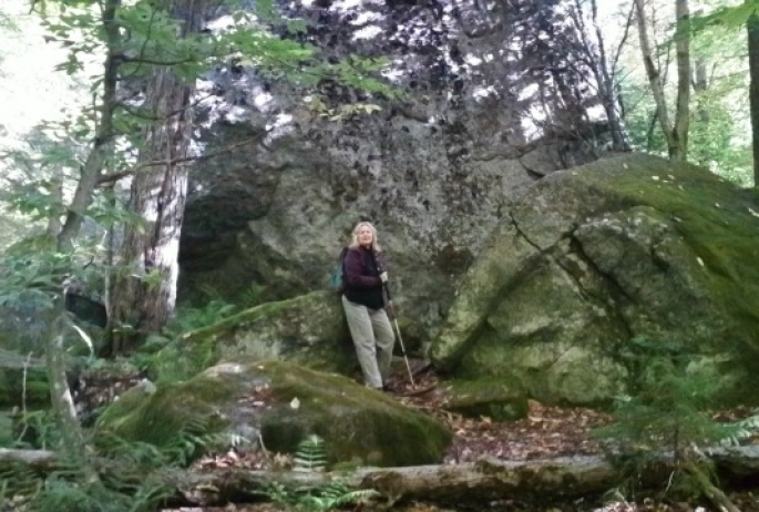 this glacial erratic on the trail to St Regis Mountain is an example of the fun that can be had, even without climbing the mountain