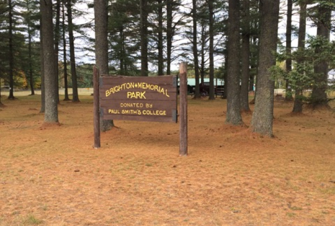 Brighton Memorial Park, donated by Paul Smith's; located next to Packbasket on Route 86.