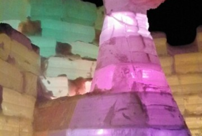 when we had a Celtic theme, this two-story ice dragon was everyone's favorite