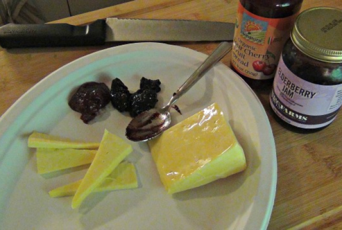 cheese and fruit (two gourmet jams, actually) for dessert, in the classic Adirondack style of simple and delightful