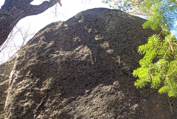 Some boulders are so tall they are popular with rock climbers practicing their moves and grips.