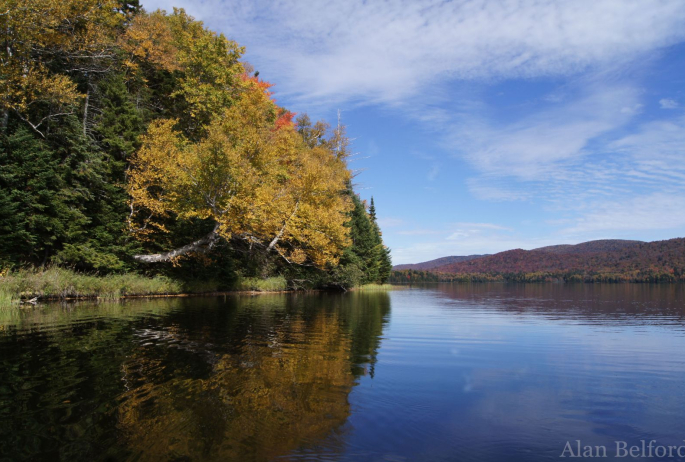 The reflections of leaves and the colored hillsides in the water can be amazing!