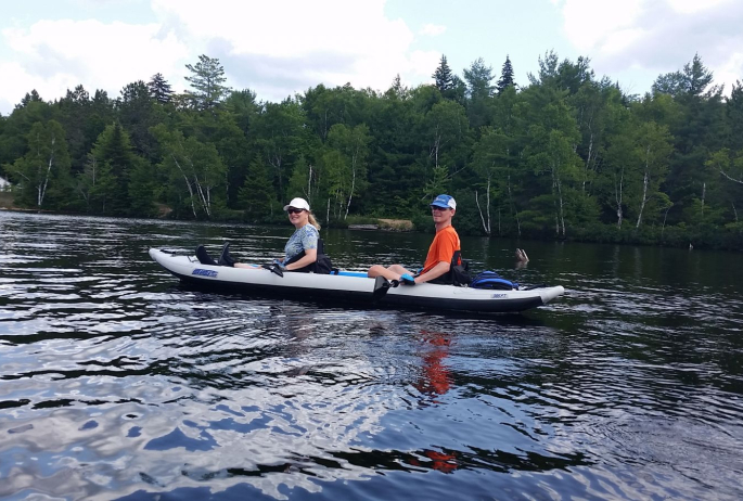 Paddling an inflatable kayak is fun, too.