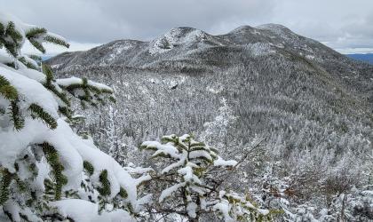 View of rocky mountains in the winter